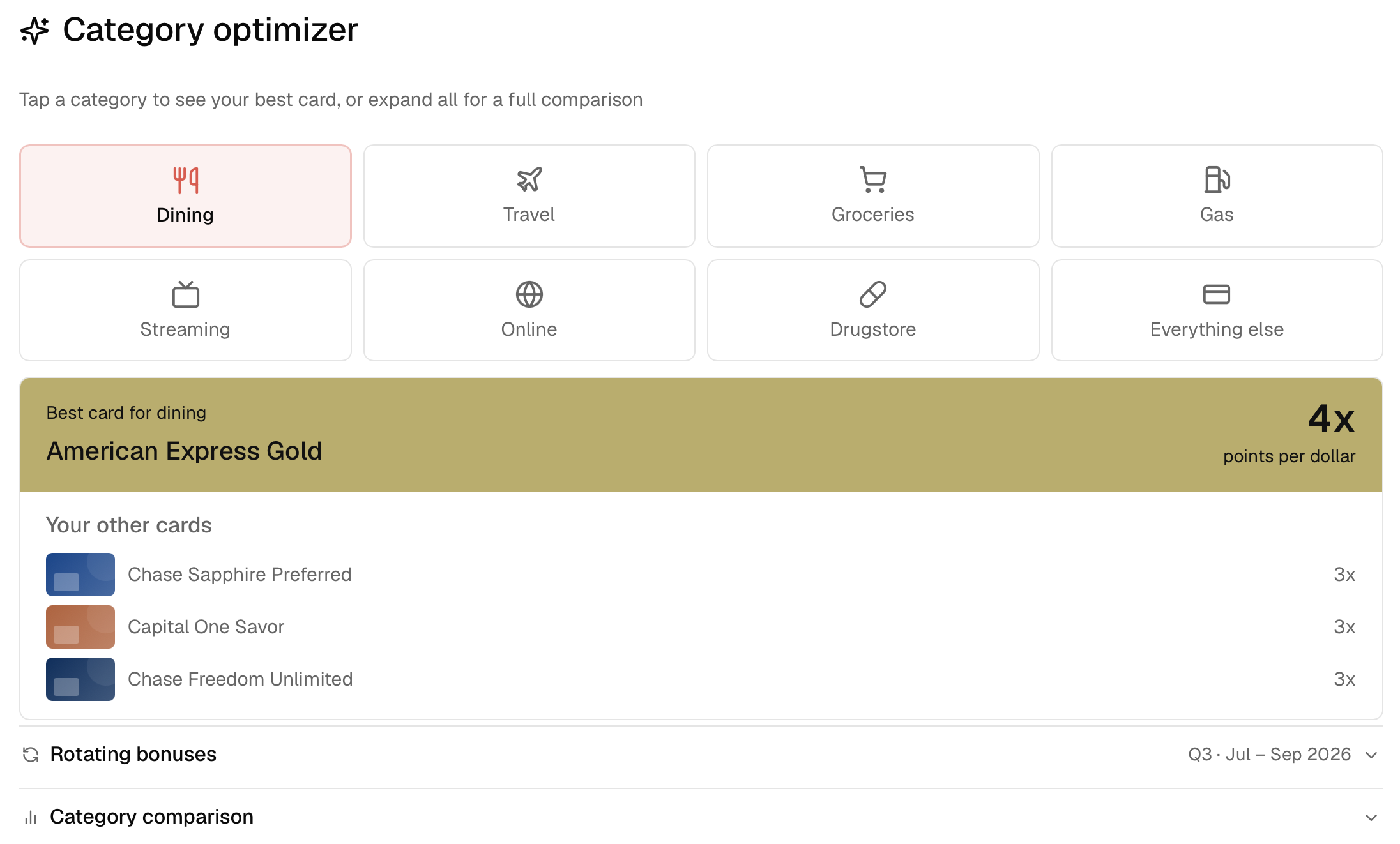 Spend optimizer screenshot